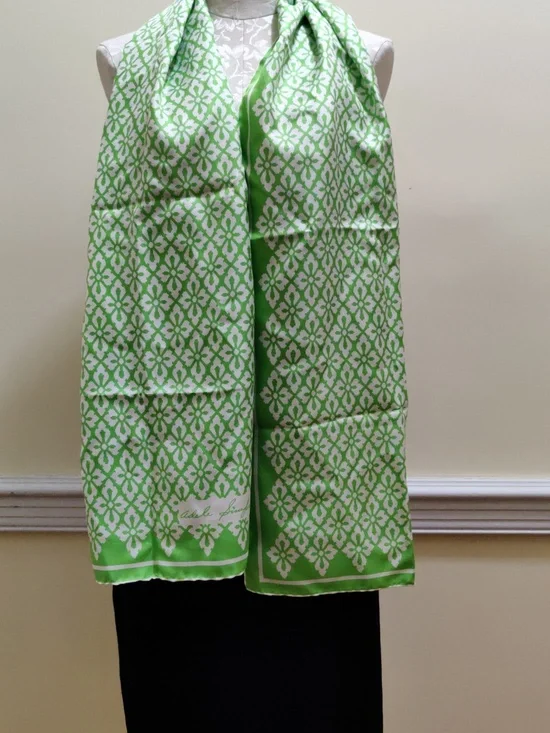 Vintage 1960s–70s Adele Simpson Silk Scarf – Mod Graphic Floral, Oblong 16x68 - Picture 6 of 10